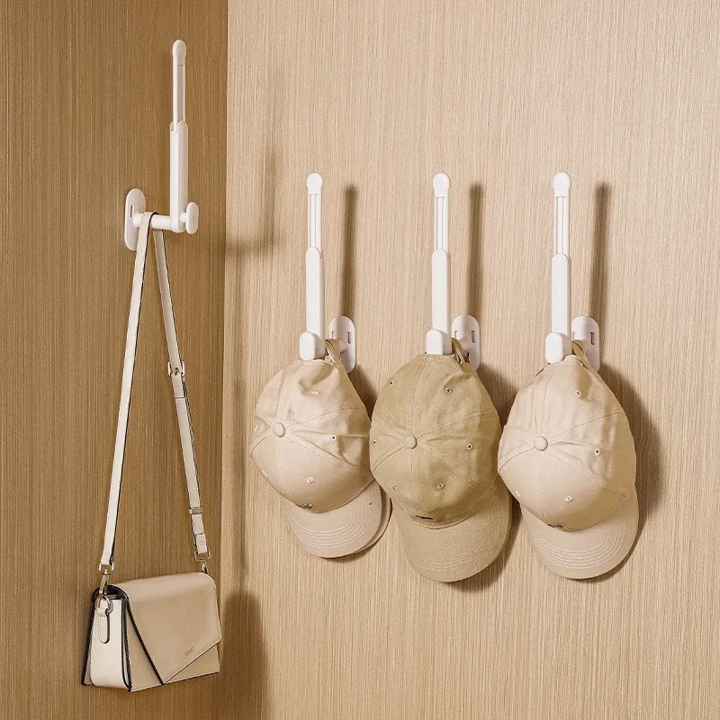 Hat Hook L-Shape Scalable Punch-Free Hook for Coats Hats Towels Clothes Kitchen Rack Roll Bathroom 1PC