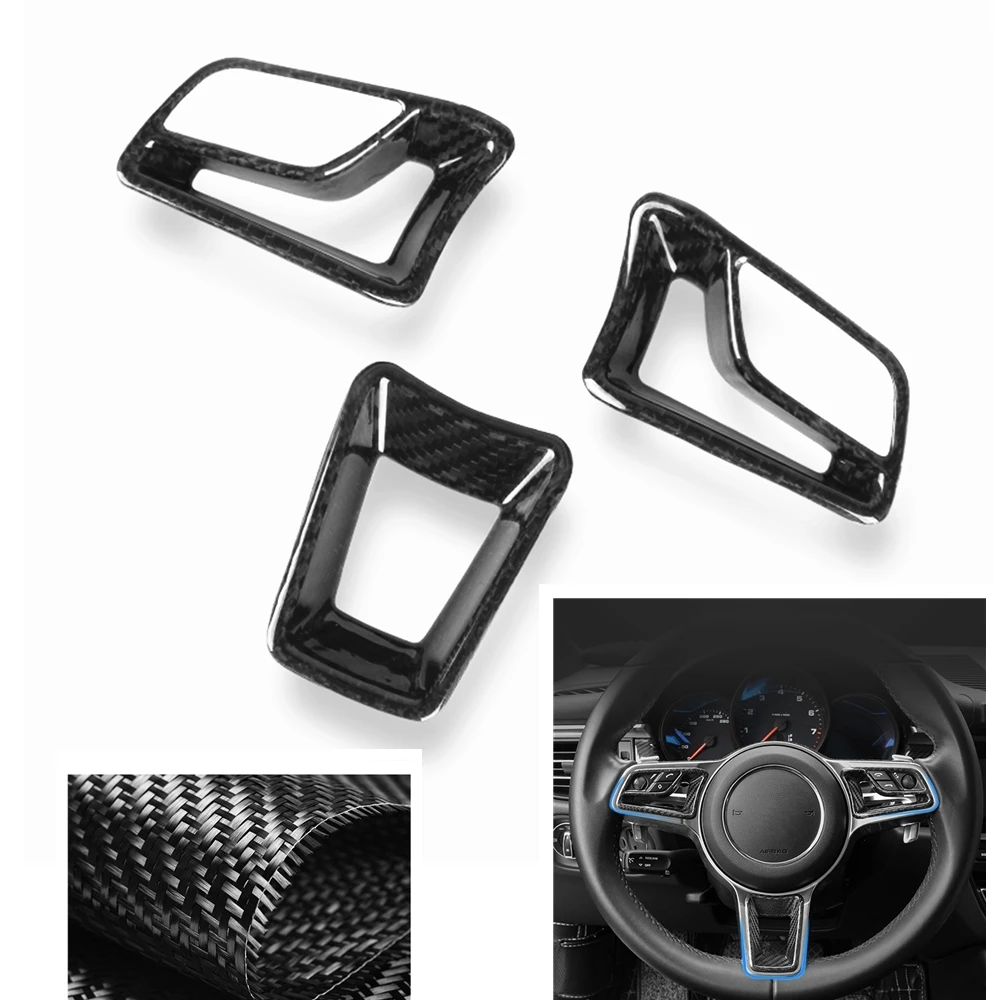 

Carbon Fiber Steering Wheel Speed Panel Trim Console Dashboard Meter Cover For Porsche Macan 2014-2020
