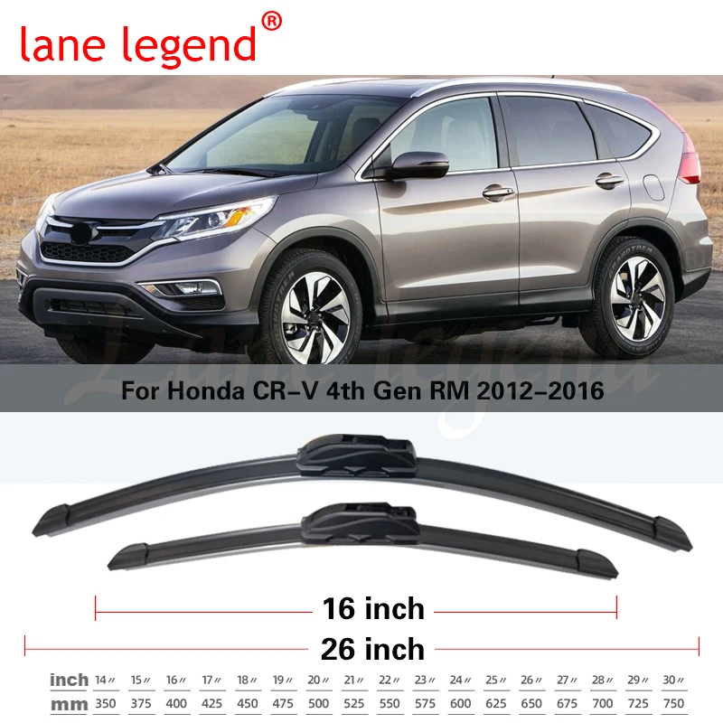 3 Wipers Replacement For 2012-2016 Honda CRV CR-V, Windshield Wiper Blades Original Equipment Replacement - 26"/16"/13" (Set Of 3) U/J HOOK In | Whizz Blades - Foto 4