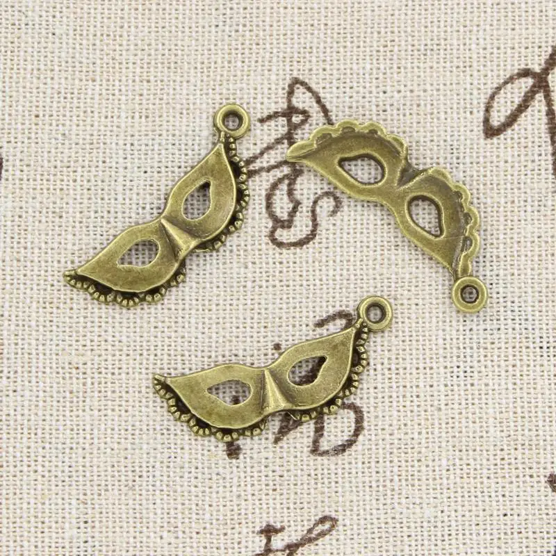 파티 마스크 가장 무도회 마디 그라 31x12mm 골동품 청동 실버 컬러 펜던트, DIY 수제 티베트어 주얼리 만들기, 20 개