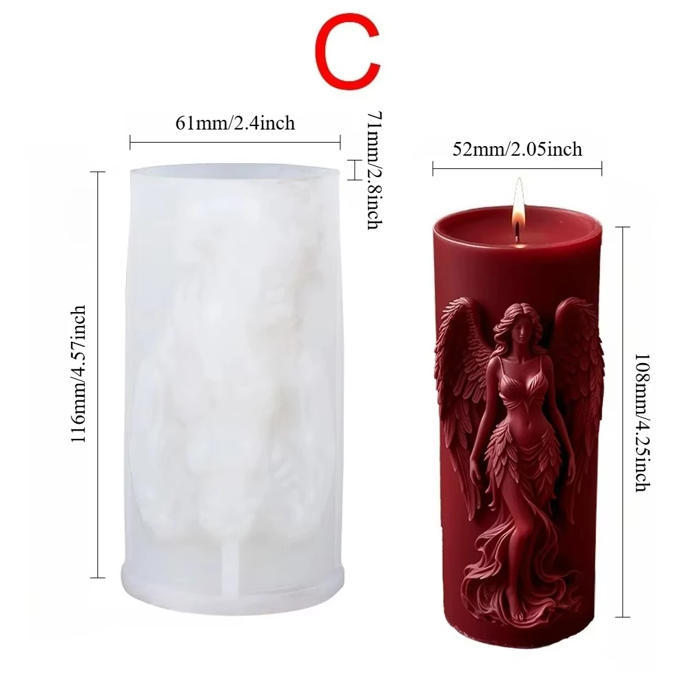 Gothic Winged Angel Relief Candle & Skirted Goddess Resin Mold