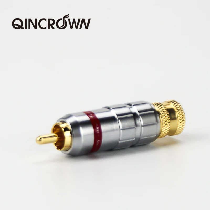 QINCROWN CMC 금도금 RCA 플러그 오디오 로터스 라인 플러그 9MM 홀 DIY 신호 라인 커넥터