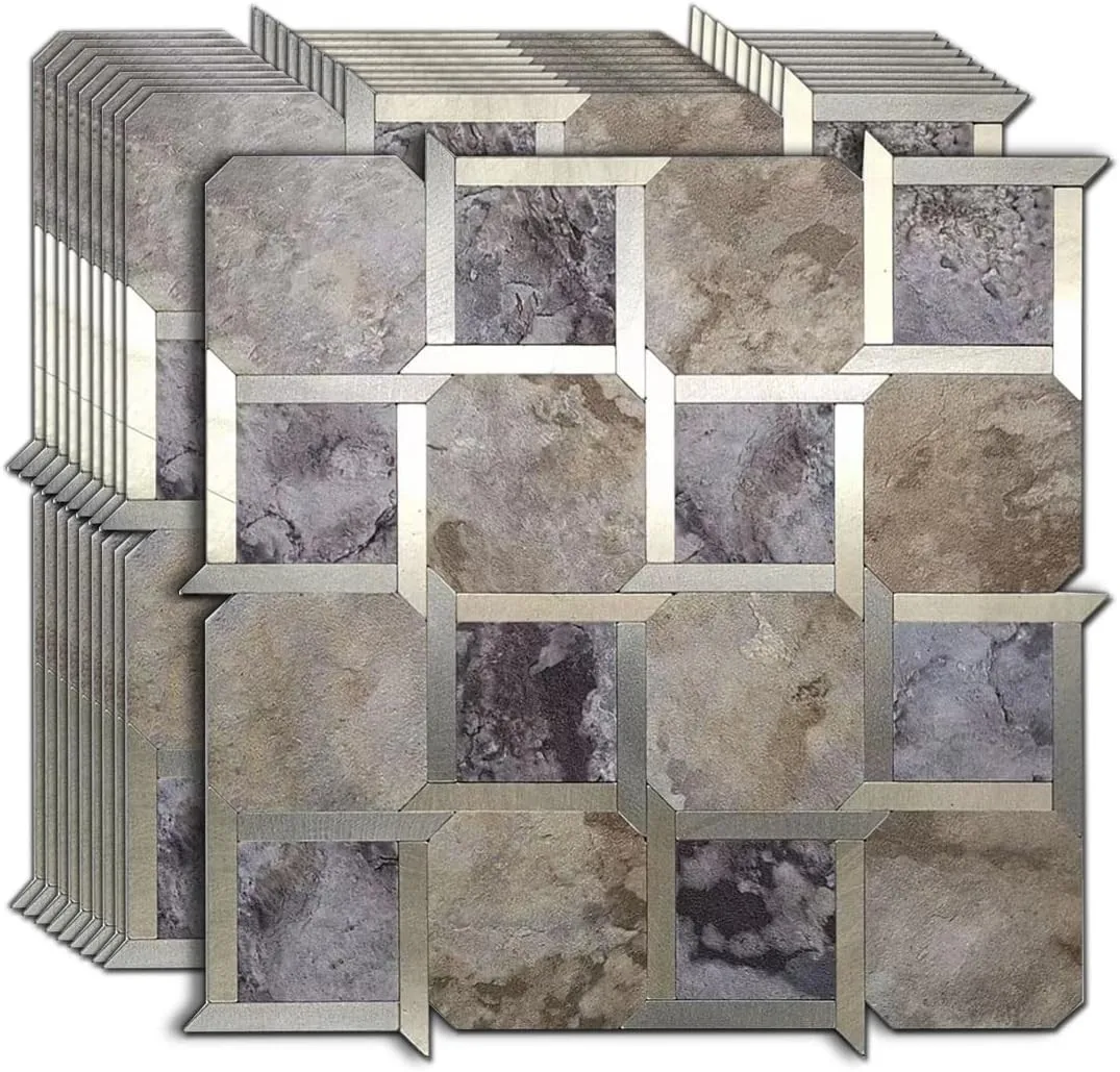 100 Carreaux Muraux 3D Adhésifs Peel And Stick - 3x6 Pouces - Pierre Beige - PVC Composite