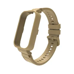 Enhanced Silicone Strap and Protective Case for Smart Bands - Sport Bracelet and Cover Accessories (Kaki)