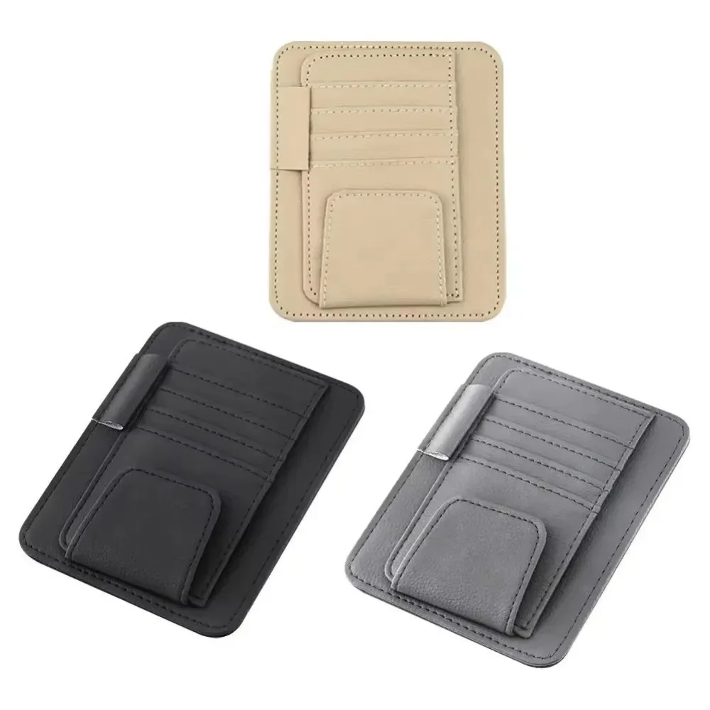 Car Sun Visor Organizer Multi-Pocket Business Card Storage Management Sunglasses Holder Visor Accessories Auto Interior 4