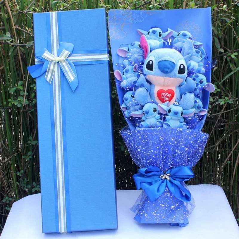 Disney Lilo & Stitch Stitch Peluche Bambola Bouquet Romantico Kawaii Stitch Graduation Bouquet Confezione Regalo San Valentino Birtdhay Regalo