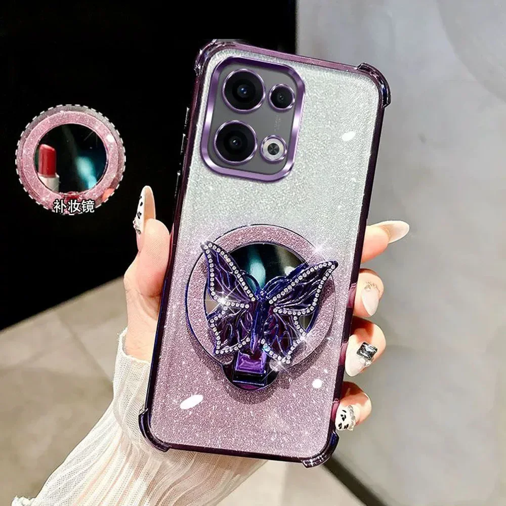 Mirror Butterfly Bracket Holder Shockproof Case - Elegant and Durable Smartphone Cover