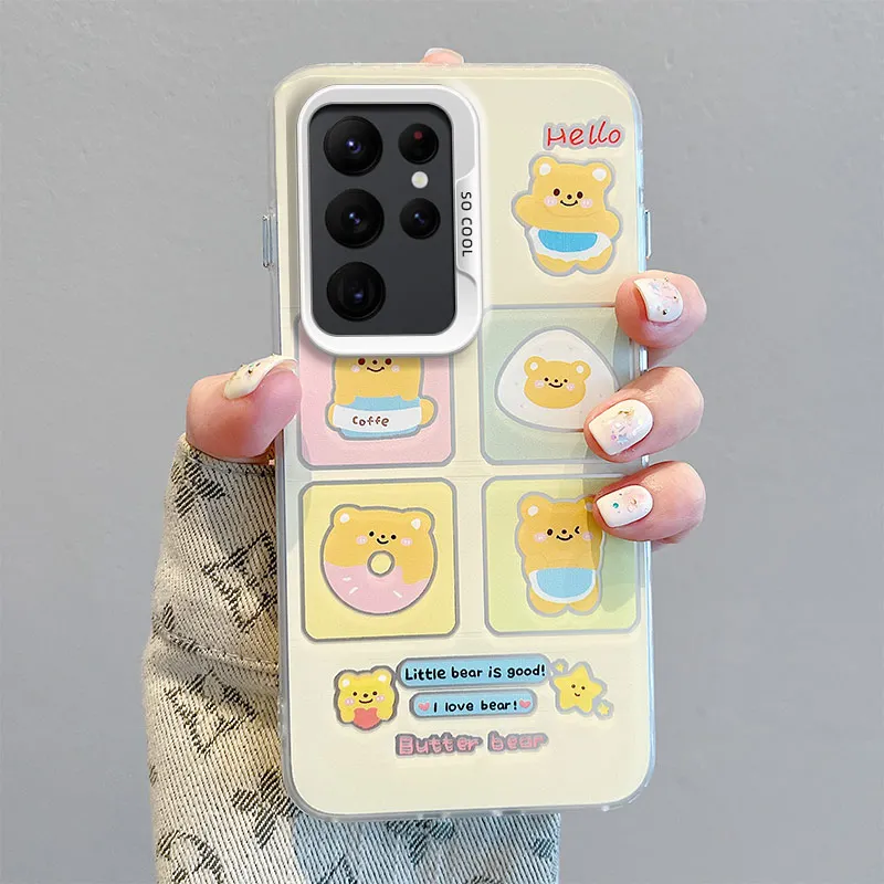 3D Cartoon Bear Phone Case with Hand Strap and Mirror Stand Cover