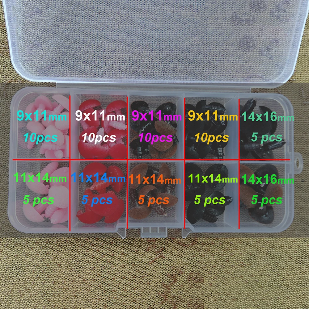 70pcs-Box Plastic Safety Nose craft supplies For Crochet Toys Knitting Dolls Amigurumi Crafts Pink/Red/Black/Brown Nose Animal For Teddy Bear
