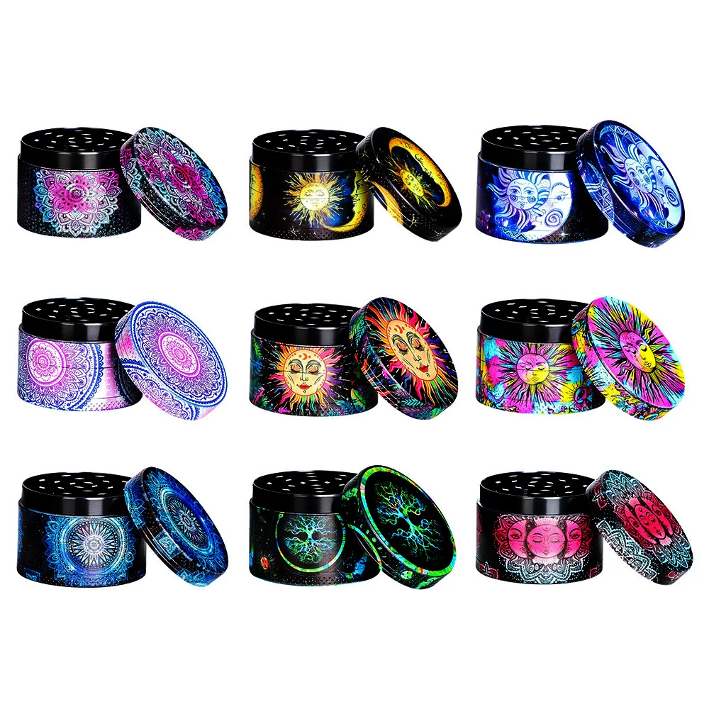 50Mm All-Over Sun Girl Fine Pattern Tobacco Grinder Bohemian 4-Layer Metal Grass Herb Crusher Spice Shredder Accessori Per Fumatori