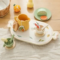 Baby Baby Play House Afternoon Tea Set Toys Coffee Machine Toy Wooden Model Children Play Simulation Coffee Cake Pretend Toys 1