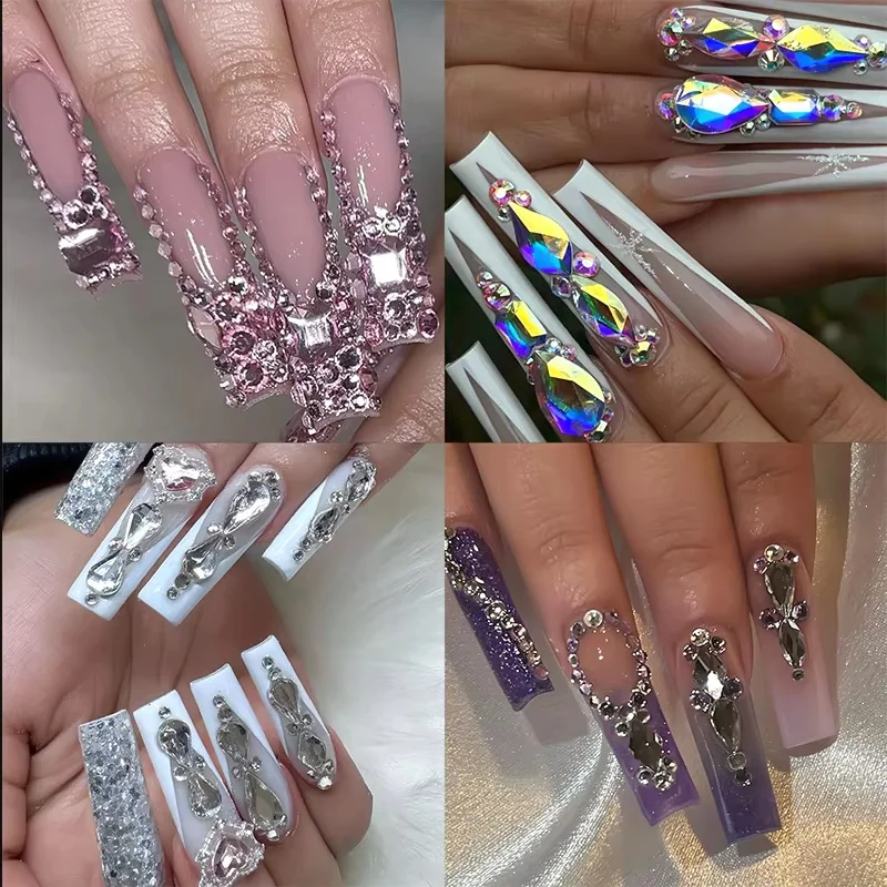 ZZ012 Diamond Jewelry Set for Nail Art Decorations Nail Ab Flat Bottom Drill Nail Art Luxe Nail Shaped Diamond Illusion Color 4