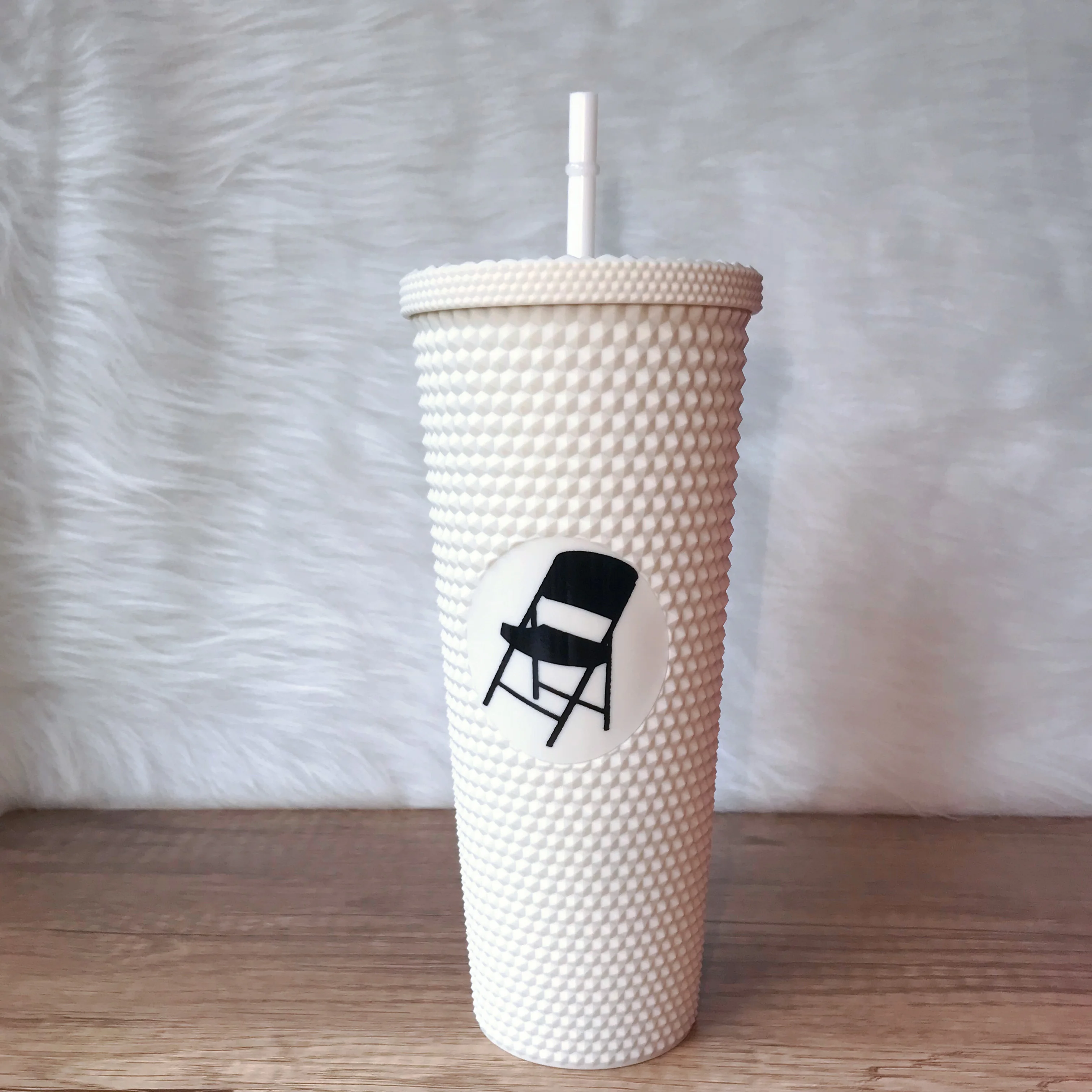 Marble Tumbler with Matte Black Personalized Starbucks Logo Decal