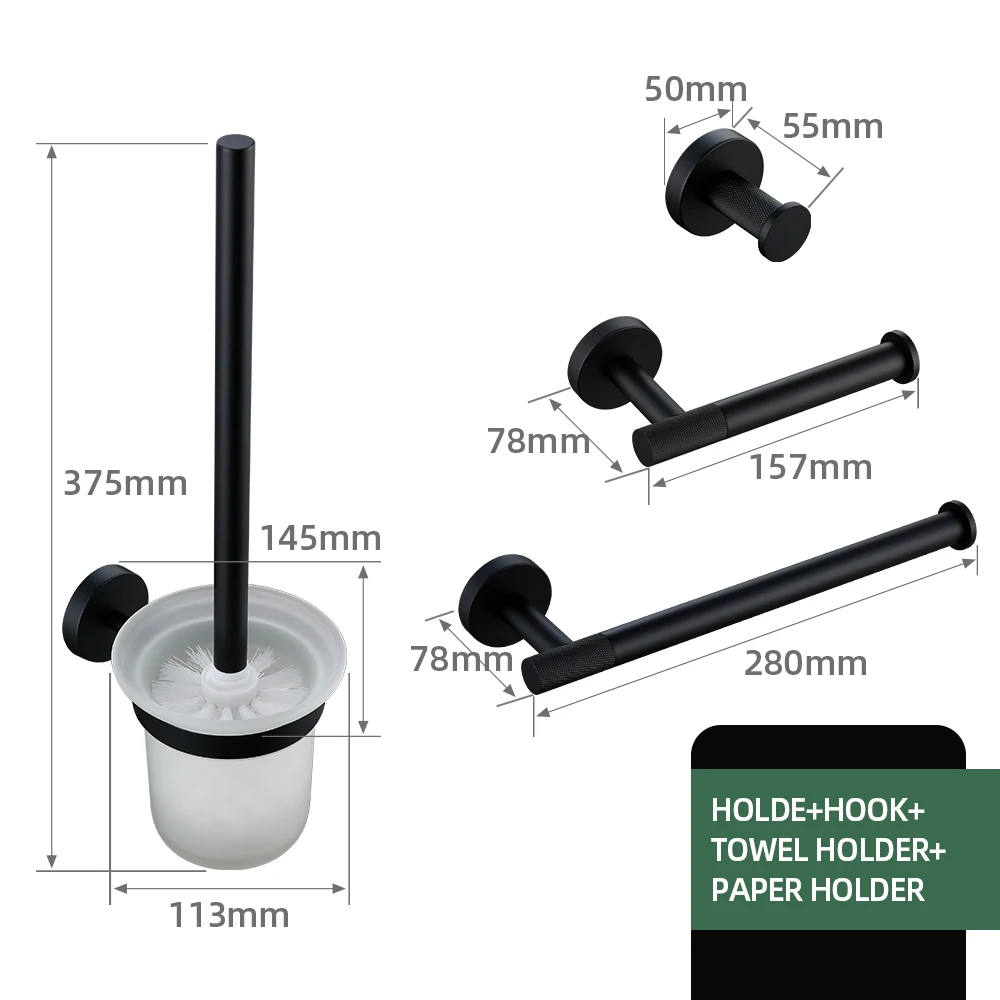 أسود اكسسوارات الحمام النحاس مخرش عدة ورقة حامل من...