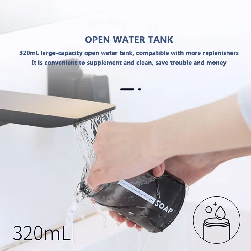 Automatic Soap Dispenser USB Rechargeable 320ml Liquid Soap Dispensers Digital Display Foam Hand Sanitizer Machine