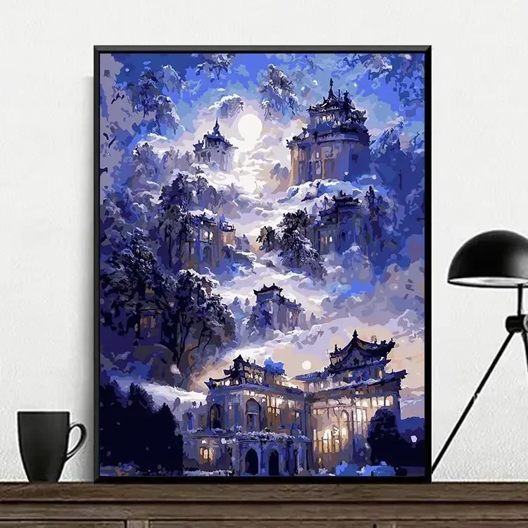 

21564-STB- Diy landscape figures and animals hand-painted digital oil painting set