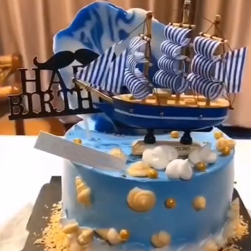 

1pc Novel Graduation Cake Topper Creative Ship Design Cake Decor Accessory