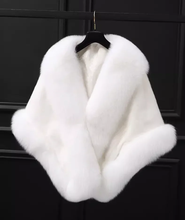 

Роскошный шарф из искусственного меха накидка зимний теплый Болеро свадебное пончо элегантная мягкая Норковая женская свадебная накидка куртка E162