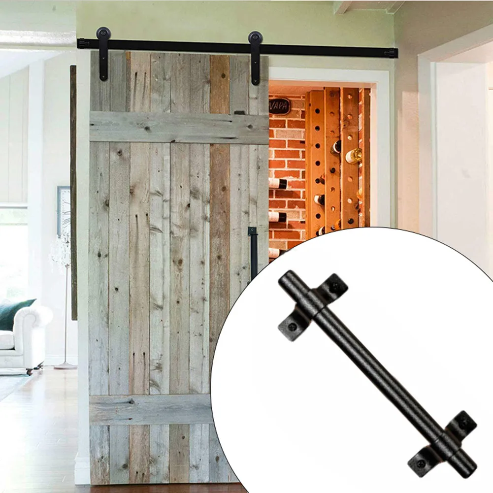 

Home Door Handle Household Black Carbon Steel Barn Sliding Old Vintage Hardware Knobs Security Safety Practical