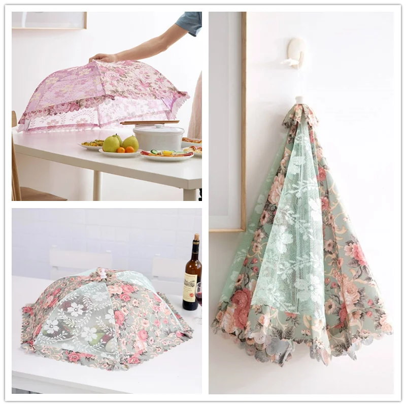 Portable Umbrella Style Food Cover Anti Mosquito Meal Cover Lace Table Home Using Food Cover Kitchen Gadgets Cooking Tools