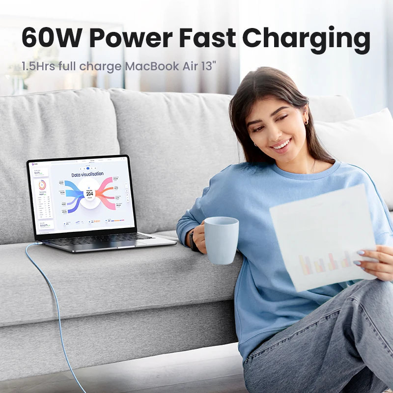 UGREEN 60W USB C To Type C Cable PD Fast Charging Charger Cable For Macbook Xiaomi Samsung POCO Liquid Silicone USB Cable