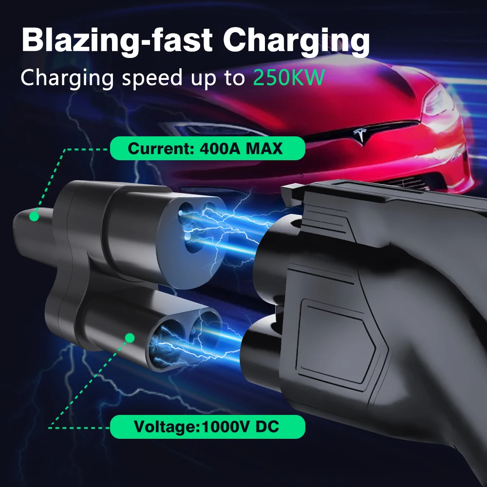 LONLINK CCS2 to Tesla Adapter Convertor 400Amper 1000V 250KW for Model 3/X/Y/S CCS COMBO 2 EV Charging Converter Adaptor EVSE