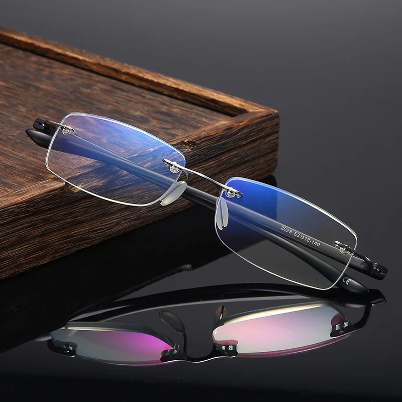 

Anti Blue Light Reading Glasses Men Women TR90 Frameless Eyewear Metal Anti-fatigue Presbyopic EyeGlasses +1.5 to +3.5