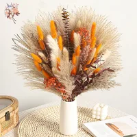 Natural Fluffy Pampas Grass Dried Flowers Bouquet Orange Boho
