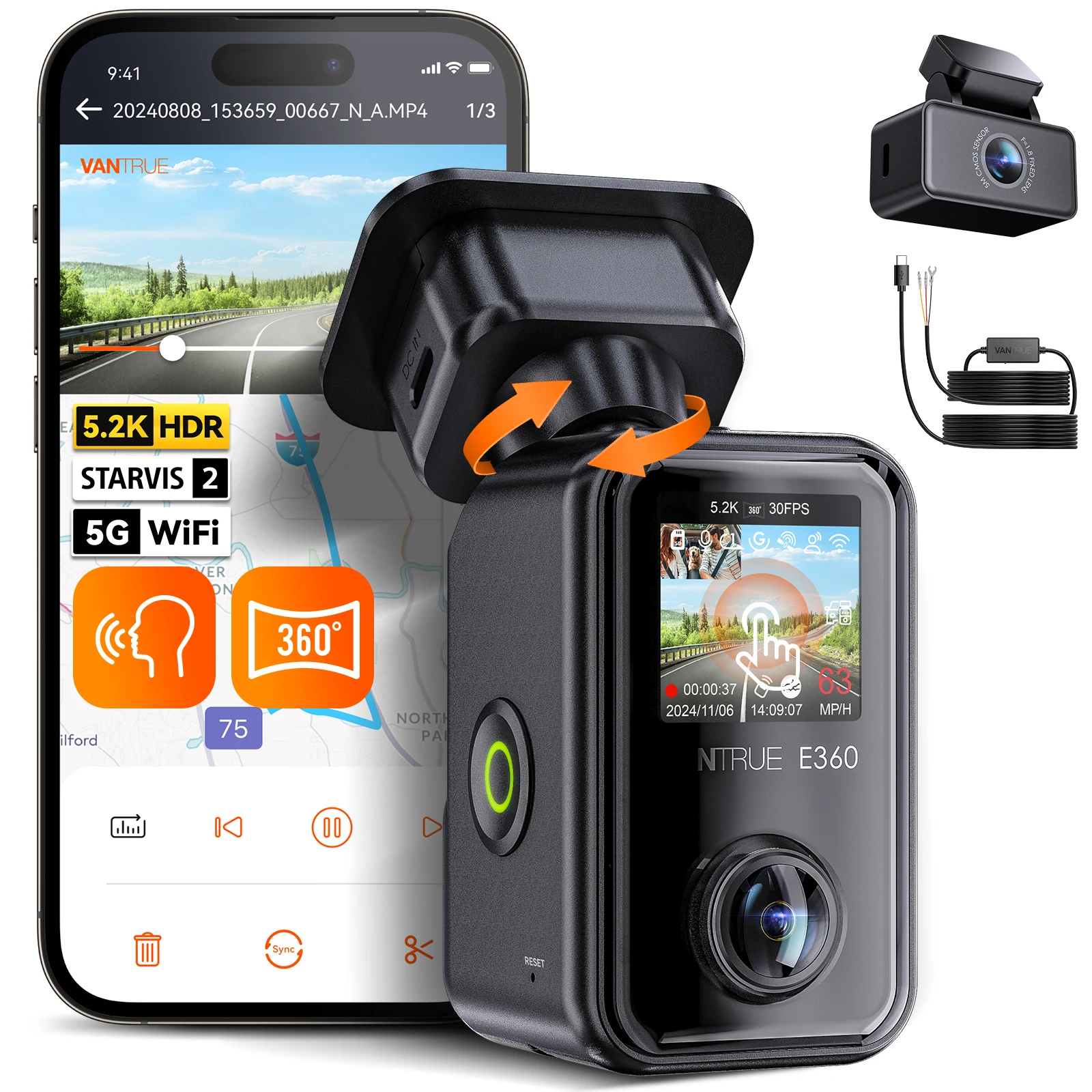 360度パノラマ ドライブレコーダー VANTRUE E360＋リアカメラ Vantrue E360 Dash Cam: Your Ultimate Driving Companion