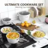Nonstick Ceramic Cookware Set, 10 Pieces White Pots and Pans Set with Glass Lids & Stainless Steel Handles, Induction 5