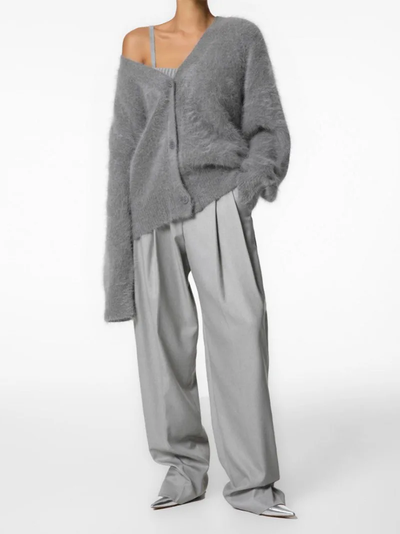 Knitted Cardigan Women V Nekc Loose Long Sleeve Casual Sweater Female 2025 Autumn Winter New Fashion Cardigans Ladies