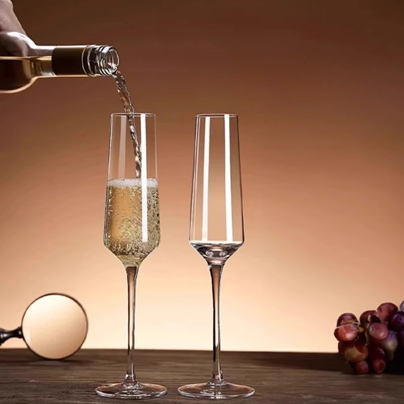 2-piece set Ins High Beauty Crystal Glass Champagne Glass Home Wine Glass Cocktail Tall Glass Sparkling Slightly Drunk