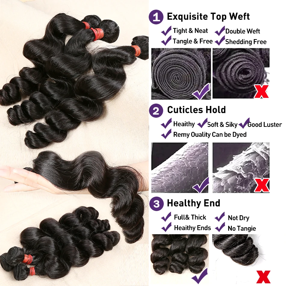 Human Hair Extensions Wigirl Loose Wave Bundles Raw Virgin Unprocessed 2 3 4 Loose Deep Wave Bundles Double Weft