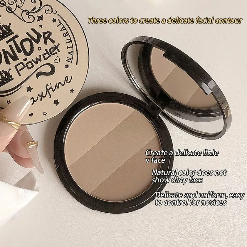 Bronzer Contour Palette Face Shading Grooming Powder Makeup 3 Color Lasting Matte Glitter Nose Shadow Blush Face Makeup Cosmetic blush powder,contouring stick
