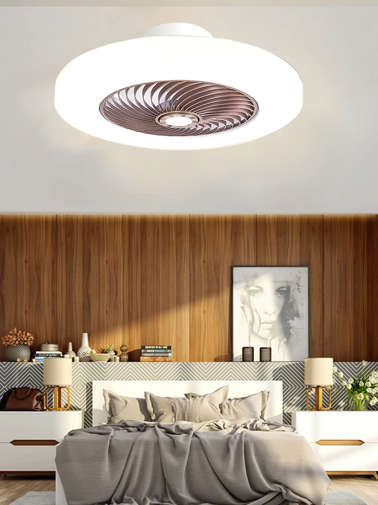 Smart ceiling fan 46cm fans with lights remote control bedroom decor ventilator lamp air Invisible Blades Retractable Silent