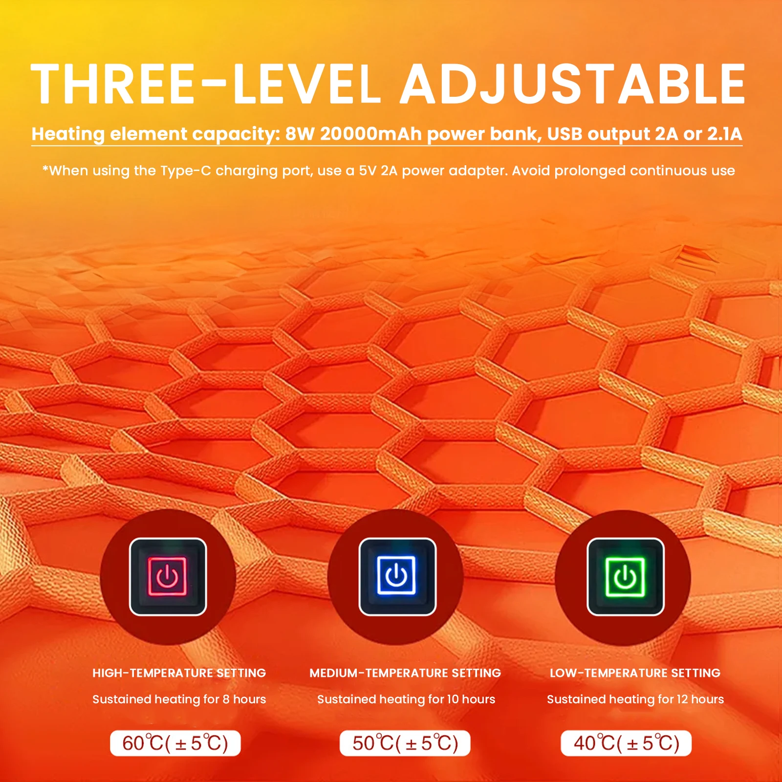 5V USB Heating Pad Foldable Seat Warmer 3-Level Temperature Heated Cushion Cold Resistant Heated Pad Outdoor Camping Seat Mat