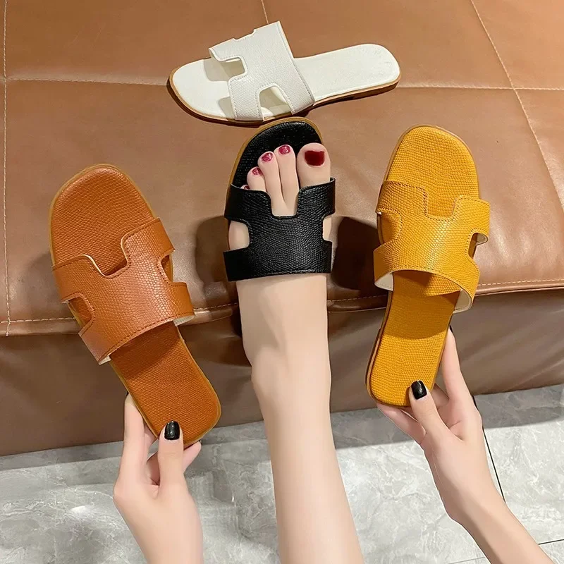 

Luxury Sandals Summer Women Slippers Fashion Designers Sandals Vacation Beach Shoes Color Matching Letter Ladies Flat Slippers