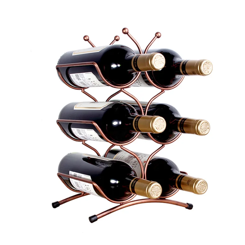 

European style 6 Bottle Wine Rack Metal Freestanding Kitchen Storage Stand Wine Cabinet Grape Wine Shelf Display Bar wine race