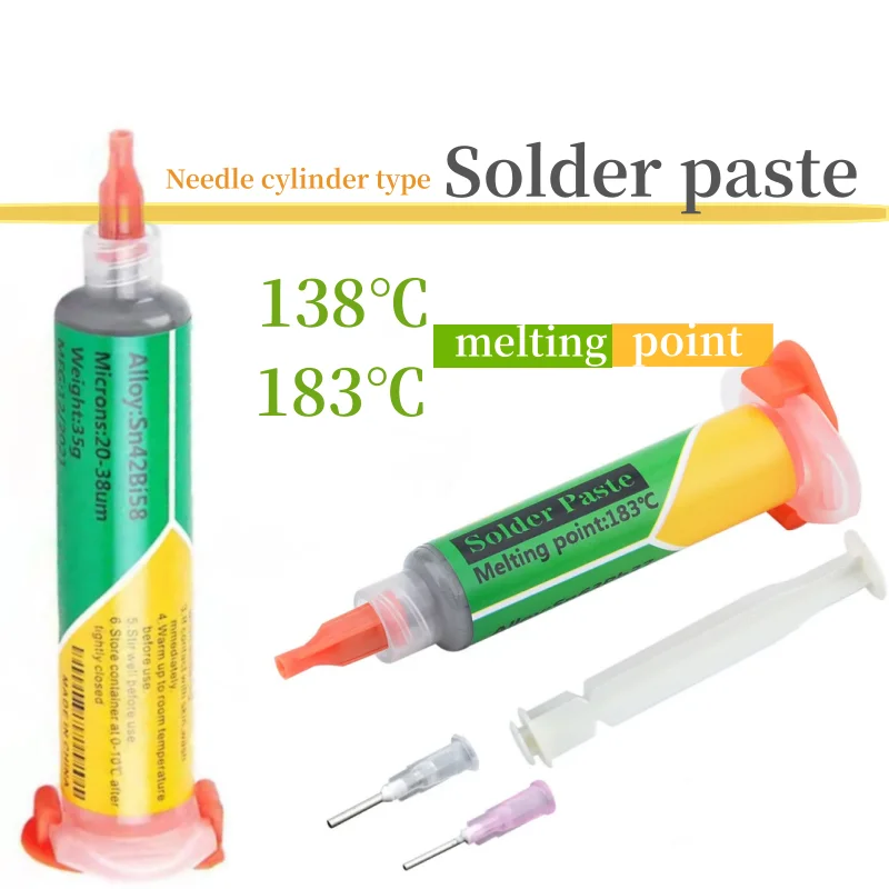 

Sn42Bi58 Sn63Pb37 Low-temperature Needle Cylinder Solder Paste Flux Repair Type Lead-free Syringe Repair Tool