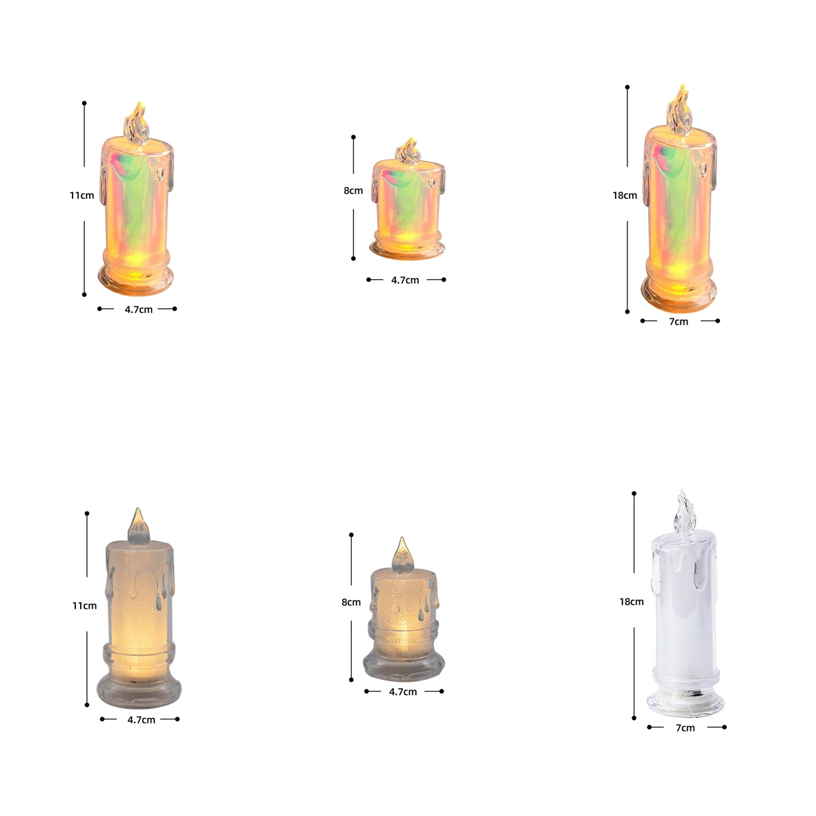 Vela LED sem chama para decoração, luz do chá, vela criativa, branco quente, Dia das Bruxas, Natal, Desejando