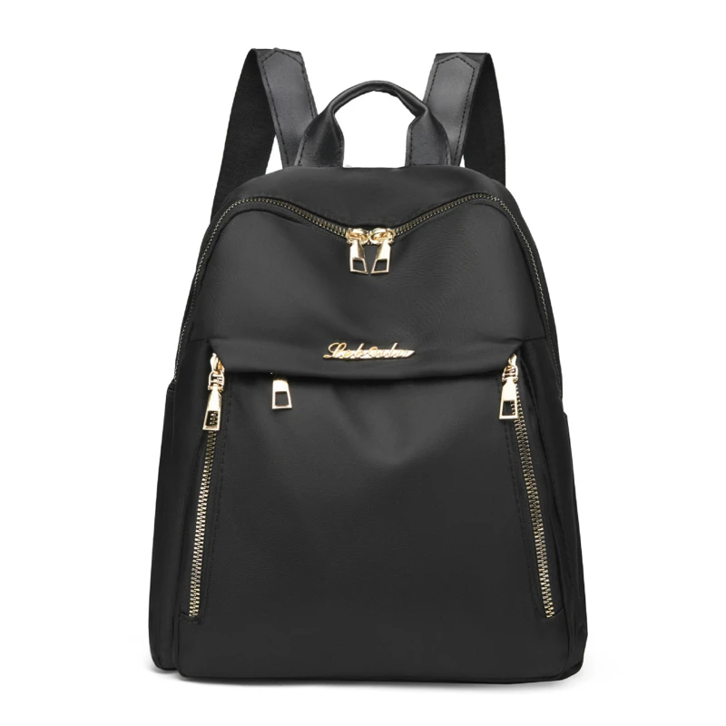 Sacs d'école en nylon imperméables noirs Oxford décontractés pour femmes pour adolescentes sac à dos de voyage à la mode fourre-tout Mochila_voghion.com