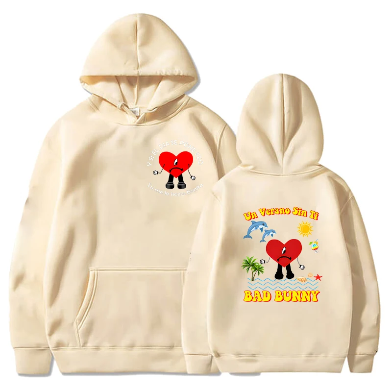 

Bad Bunny UN VERANO SIN TI Graphics Double Sided Printed Hoodie Men Women Keep Warm Sweatshirts Unisex Pullover Streetwear Coats