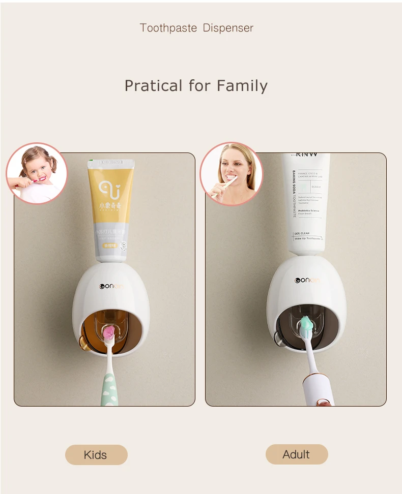 Wall Mounted Toothpaste Dispenser Automatic Tube Press Squeezer Toothpaste description image 6