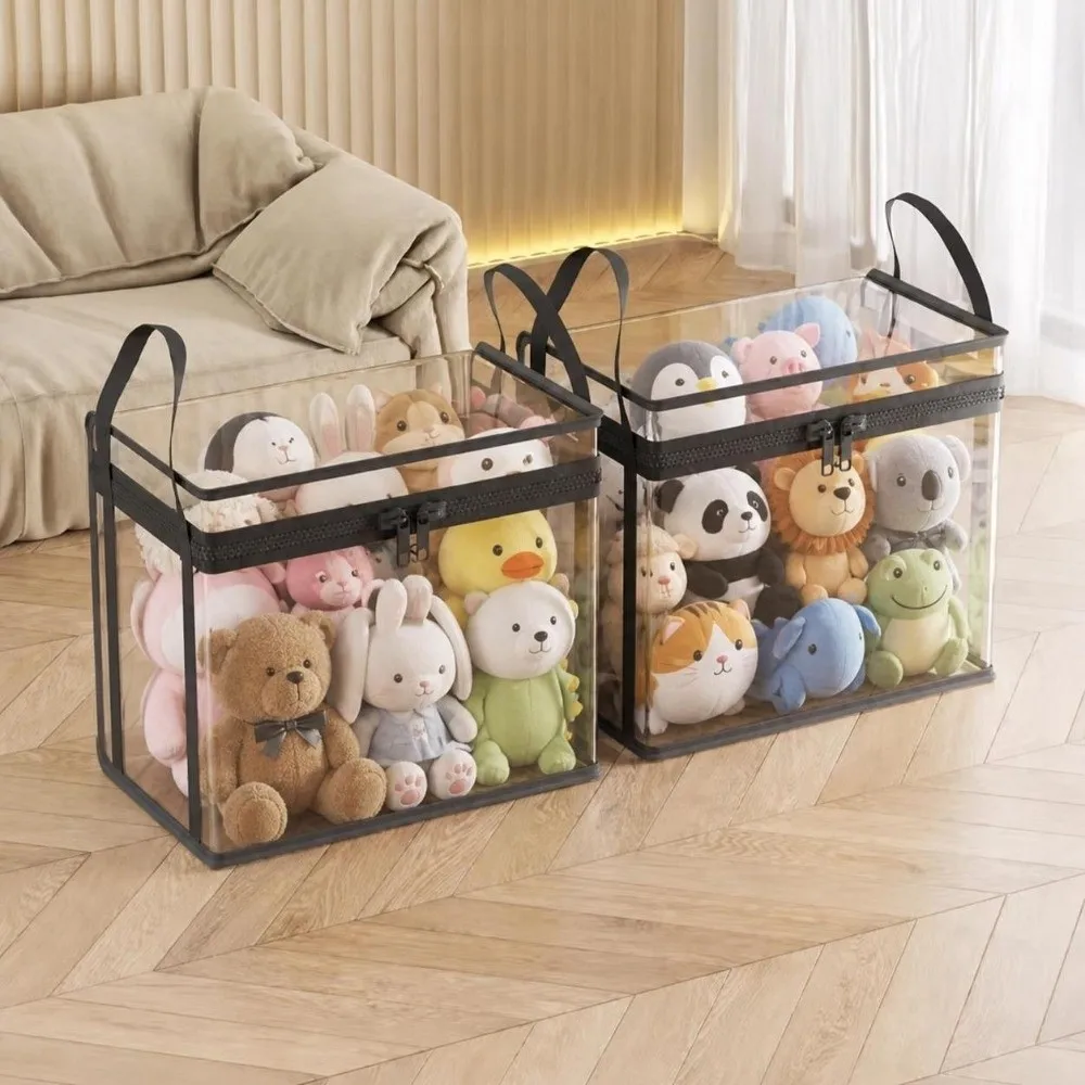 Clear Portable Storage Bag with Handle and Zipper - Moisture-Proof, Large Capacity