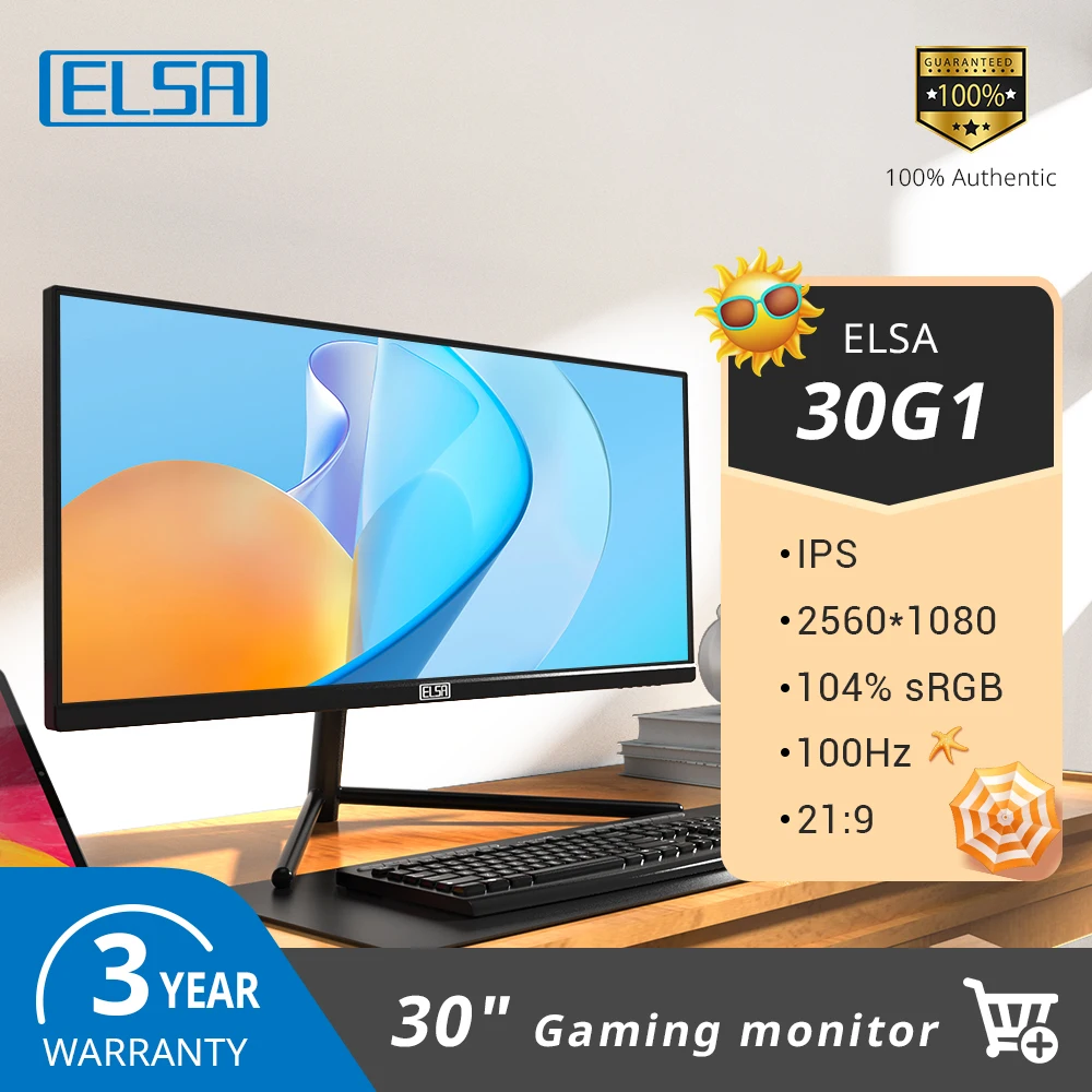 ELSA IPS ũž ӿ , QHD º ũ, ǻ ÷, 30 ġ , 100Hz, 200Hz, 21-9 ̵ ũ, 2560*1080