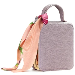 Elegant PU Leather Phone Case with Makeup Mirror and Ribbon Hand Strap - Galaxy Z Flip 8 (Purple)