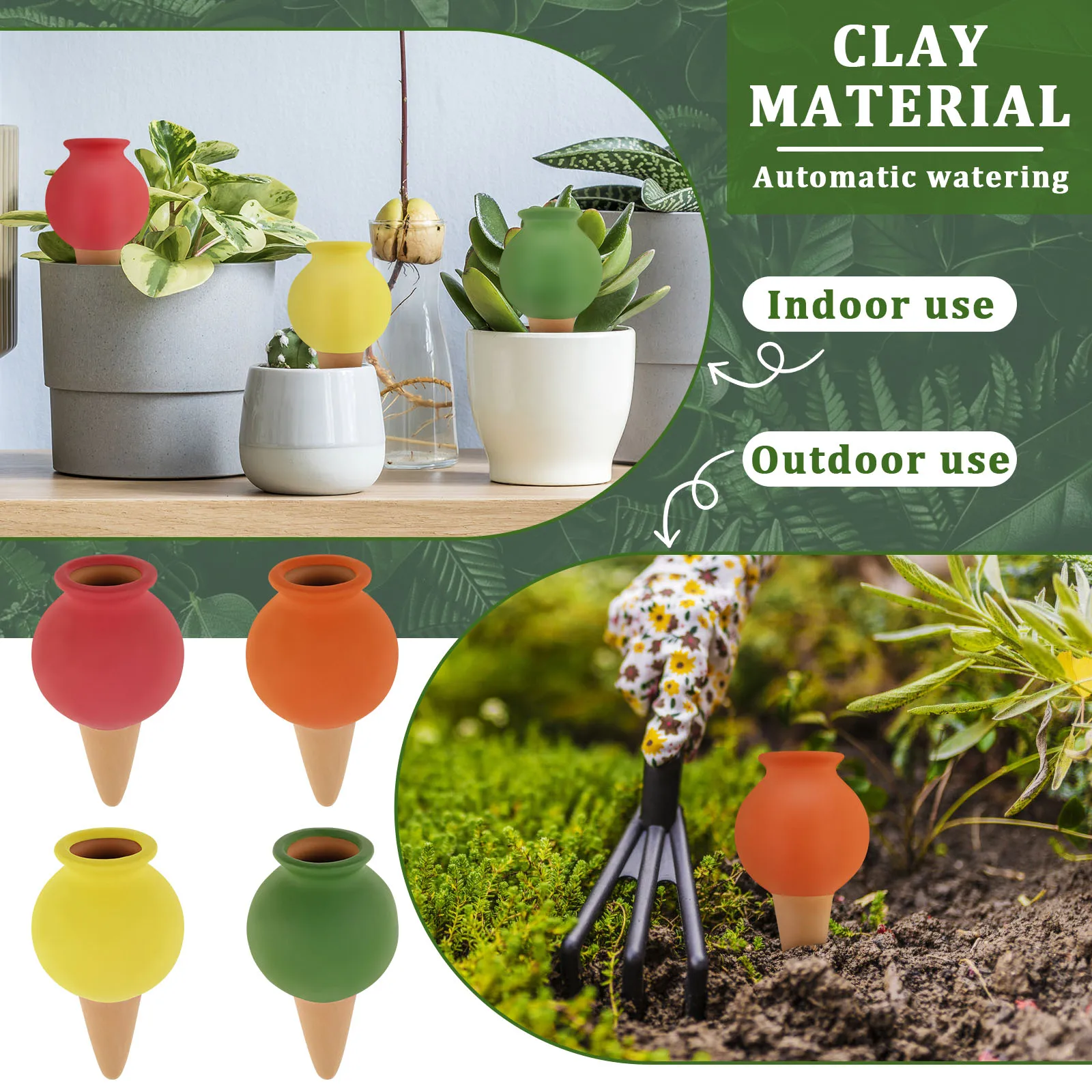 4/8Pcs Self Watering Spikes Clay Plant Watering Spikes Insert Automatic Mini Irrigation System Gardening Accessories 4 Colors