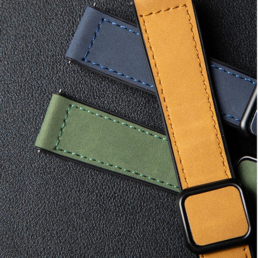 Universal Magnetic Leather Silicone Strap Bracelet, 20mm/22mm,