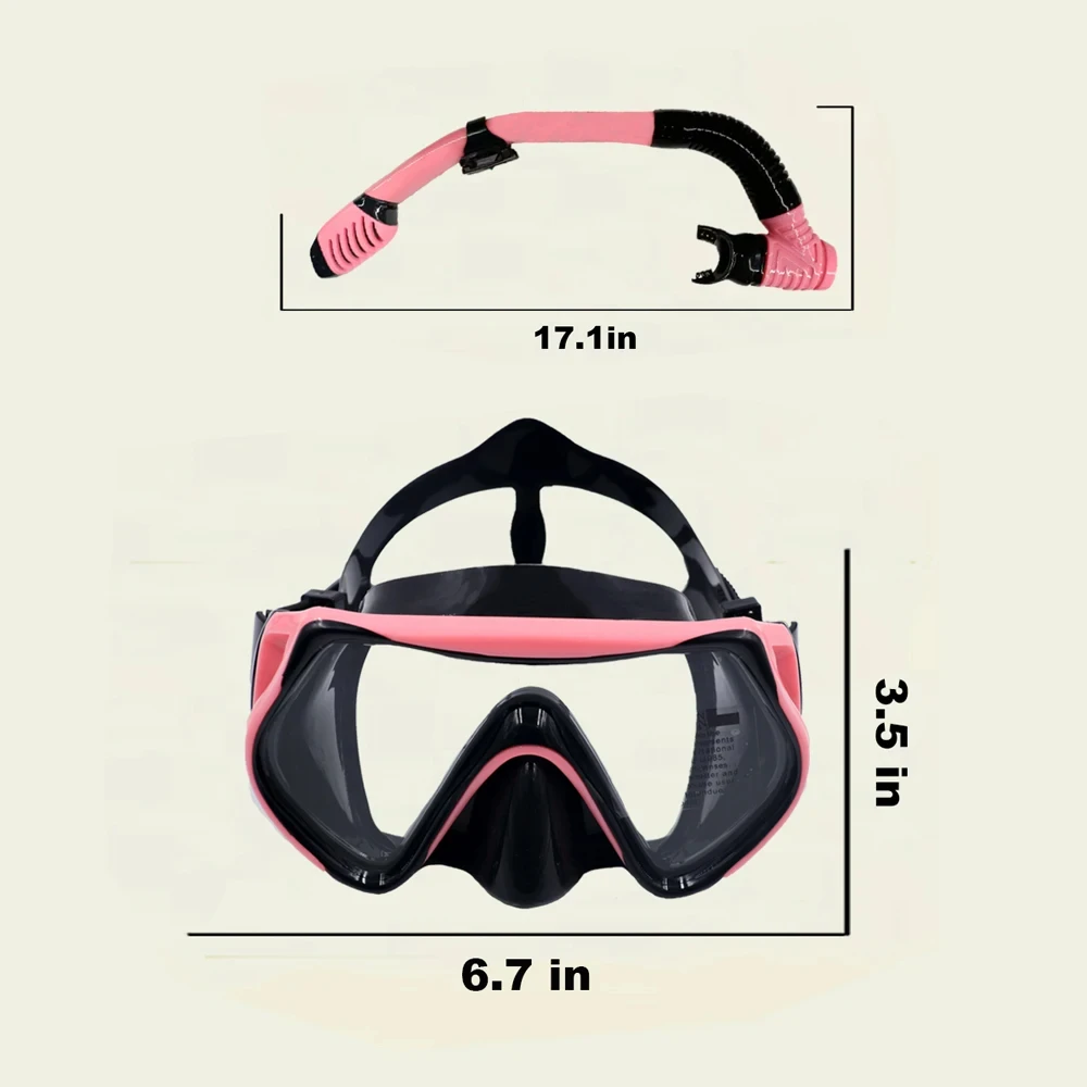 Diving Snorkeling Mask Set for Kids – Anti-Fog Swimming Mask with Nose Cover and Big Frame for Free Diving and Swimming Beach Toys and Leisure Accessories Snorkeling gear