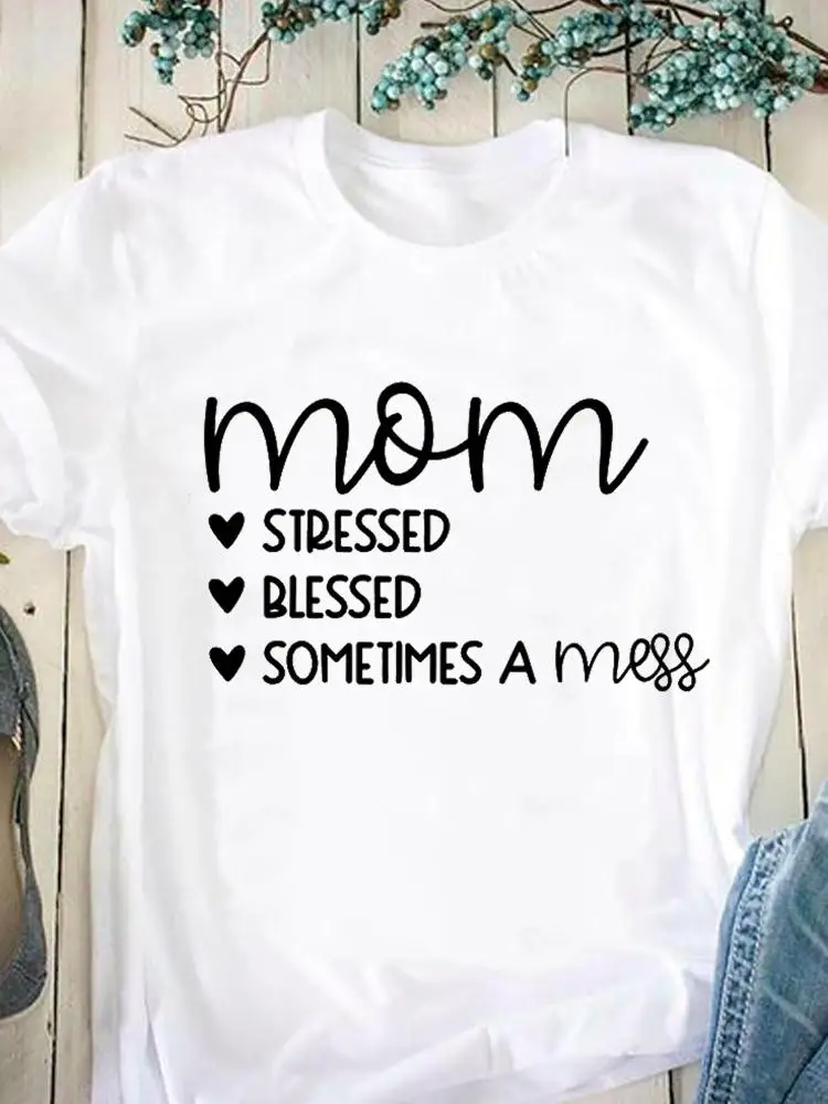 

Summer Casual Mom Letter O-neck Mama Clothing Graphic T Shirt Short Sleeve Women Print Fashion Clothes Tee T-shirt Female Top